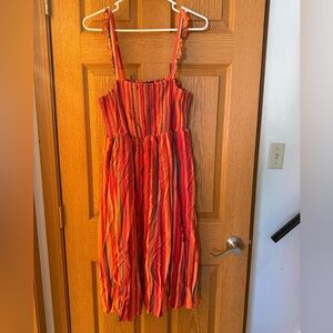 Torrid Midi Challis Smocked Tiered Dress Striped Multicolored Size 1